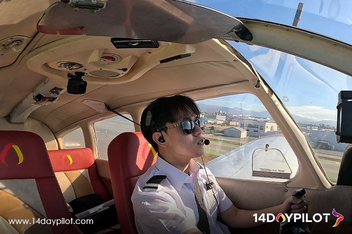 14DAYPILOT student pilot experiencing his first solo flight, flying independently after instructor training.