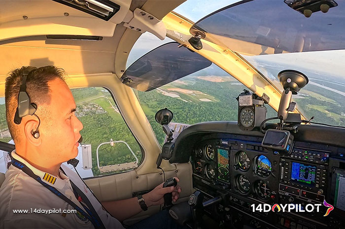 The Chief Flight Instructor operating a PA28-161 aircraft, demonstrating modern avionics in action.